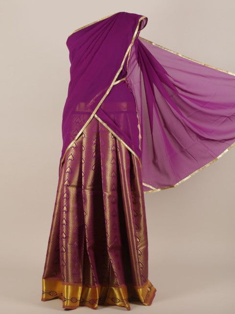 

Pothys Women Traditional Gold and Violet Half Saree