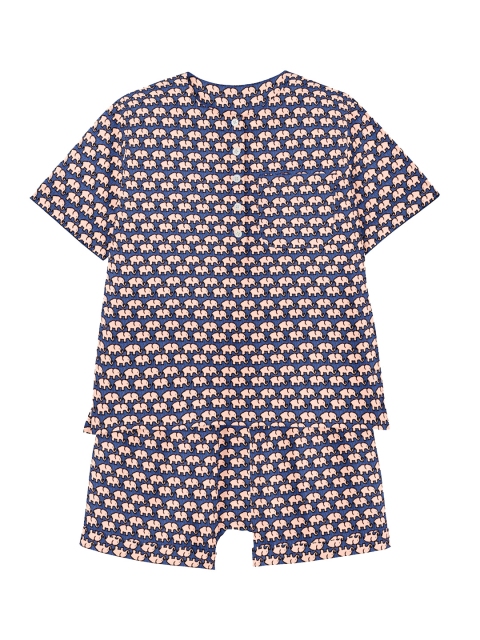 

THE BABY ATELIER Kids Blue & Pink Printed Organic Cotton Night suit
