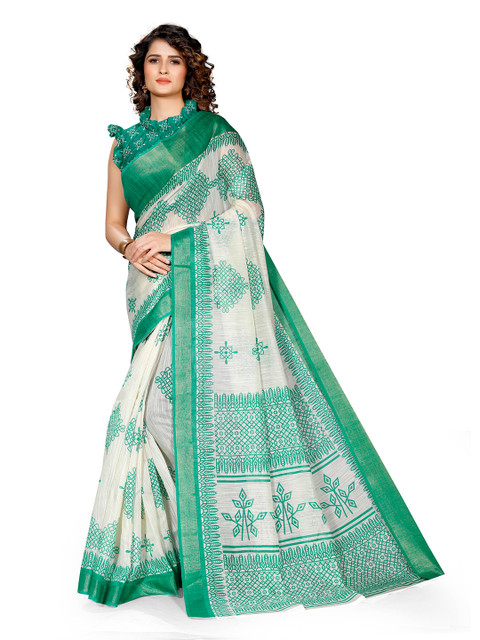 

KALINI Women Green & Cream Printed Cotton Saree