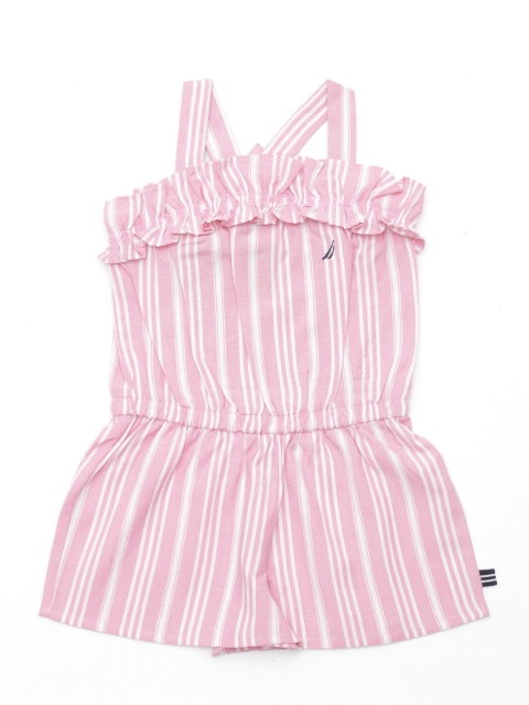 

Lil Lollipop Girls Pink & Off White Striped Jumpsuit