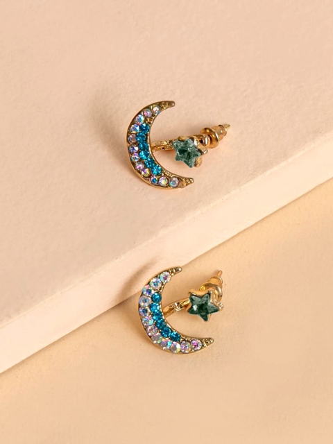 

OOMPH Blue Star & Moon Ear Jacket Studs