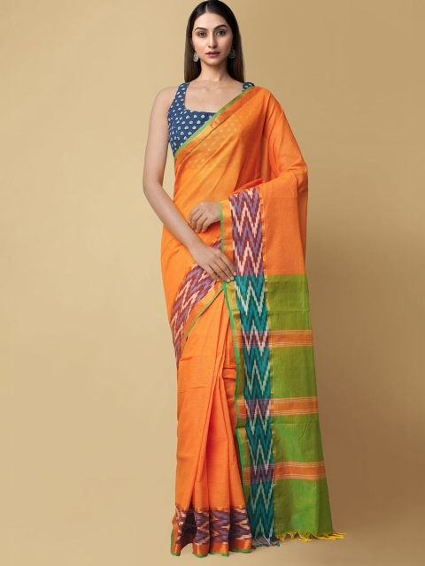 

Unnati Silks Orange & Green Chettinad Saree