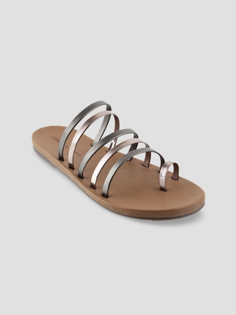

LEMON & PEPPER Women Gunmetal-Toned One Toe Flats, Metallic