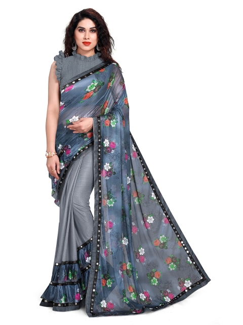 

KALINI Women Multicolored Printed Lycra Saree, Grey