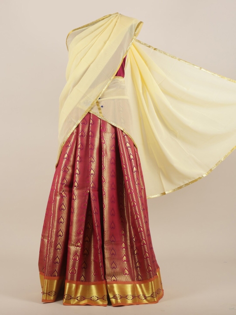 

Pothys Women Traditional Megenta and Cream Half Saree