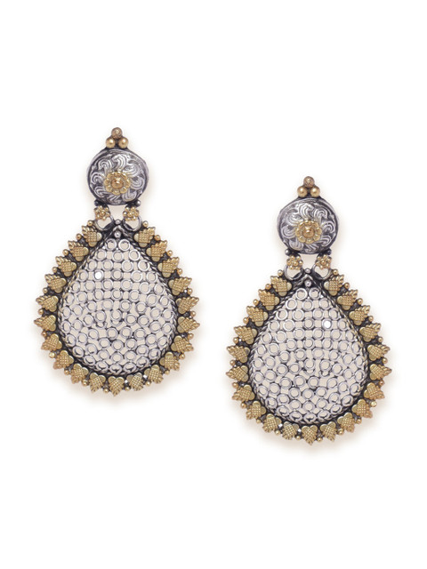 

Fabindia Silver and Gold Toned Contemporary Silver Drop Earrings
