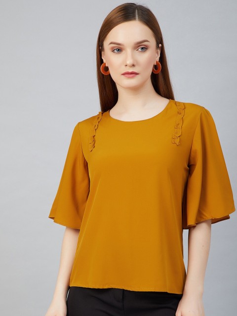 

RARE Yellow Flared Sleeve Crepe Regular Top