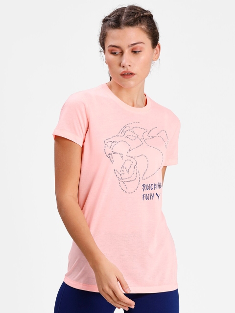 

Puma Women Peach-Coloured Printed T-shirt