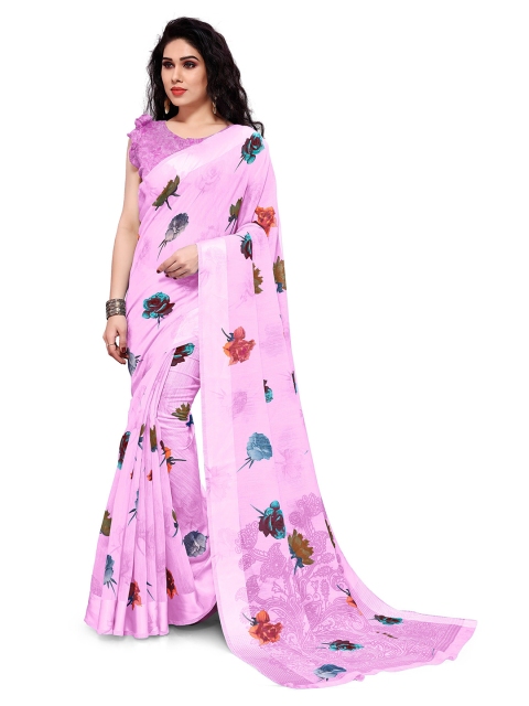 

KALINI Women Pink Floral Printed Saree