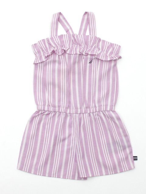 

Lil Lollipop Girls Mauve & White Halter Neck Striped Jumpsuit