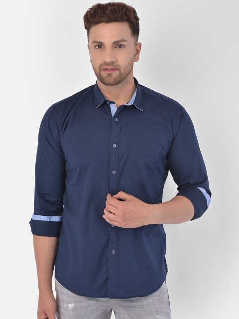 

COBB Men Navy Blue Slim Fit Casual Shirt