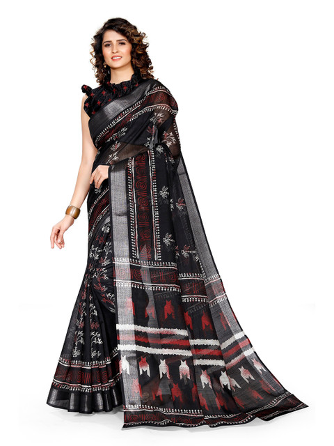 

KALINI Women Black Printed Saree