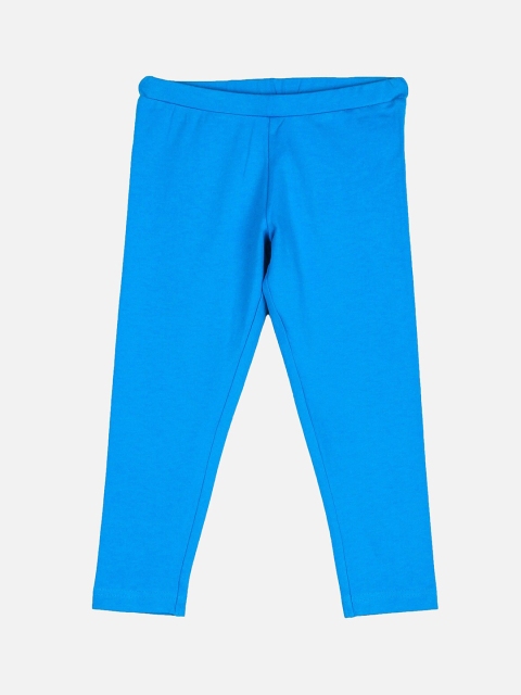 

Peppermint Girls Blue Solid Ankle-Length Leggings