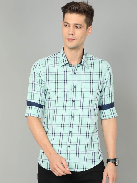 

HERE&NOW Men Green Slim Fit Tartan Checks Checked Casual Shirt