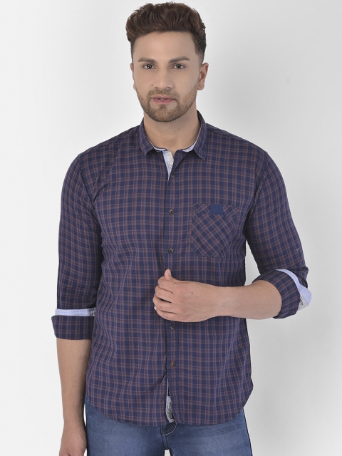 

COBB Men Brown Slim Fit Checked Casual Shirt