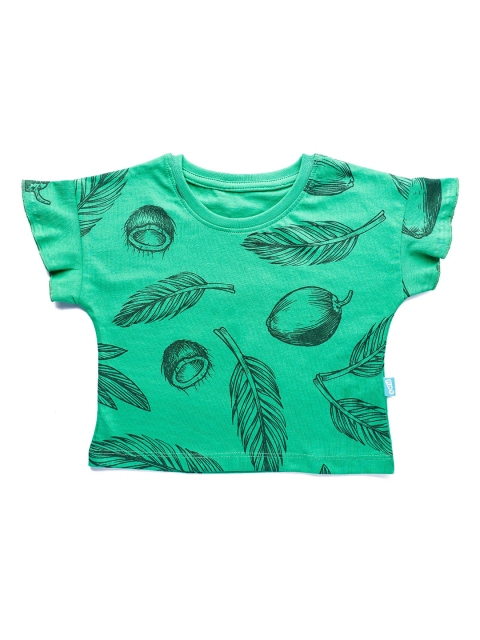 

You Got Plan B Girls Green Printed Cotton Pure Cotton T-shirt