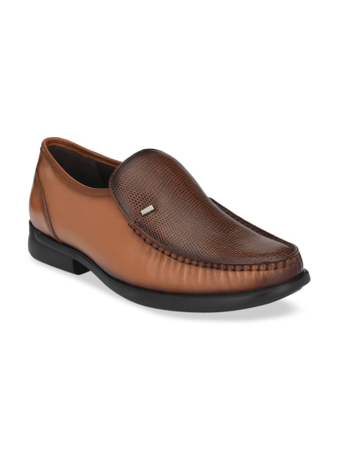 

Hitz Men Tan Brown Textured Leather Formal Loafers