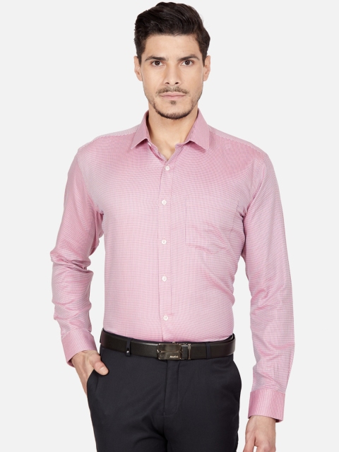 

Oxemberg Men Pink Slim Fit Printed Cotton Formal Shirt