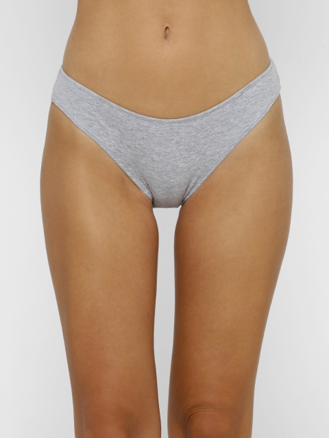 

FOREVER 21 Women Grey Solid Heather Knit Basic Briefs