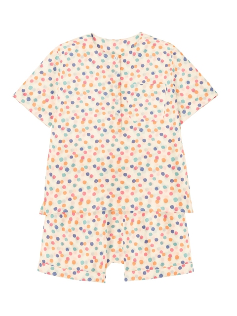 

THE BABY ATELIER Unisex Kids Cream-Coloured & Pink Printed Night suit