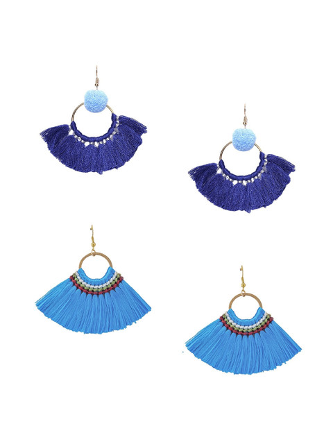 

OOMPH Set Of 2 Blue Contemporary Drop Earrings