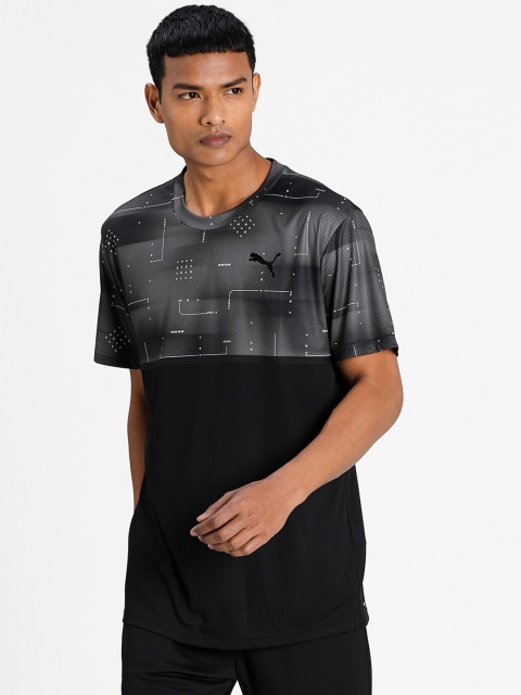 

Puma Men Black & Grey Printed dryCELL Training or Gym T-shirt