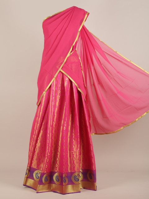 

Pothys Pink Polychiffon Dhavani Saree