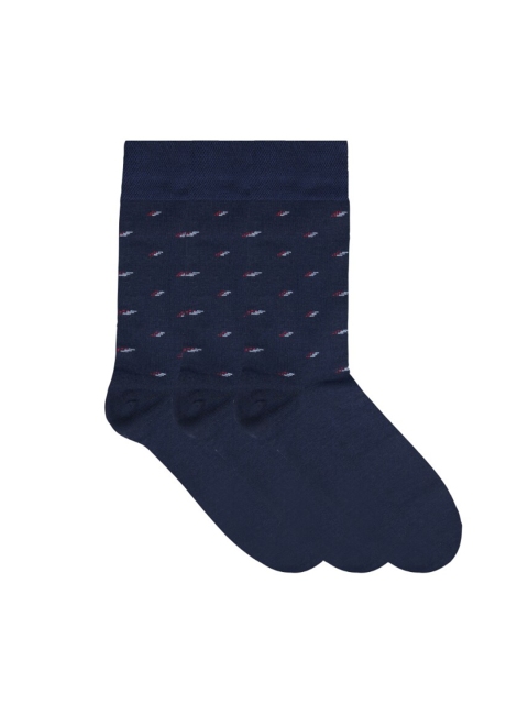 

N2S NEXT2SKIN Men Navy Blue & Red Patterned Cotton Calf-Length Socks