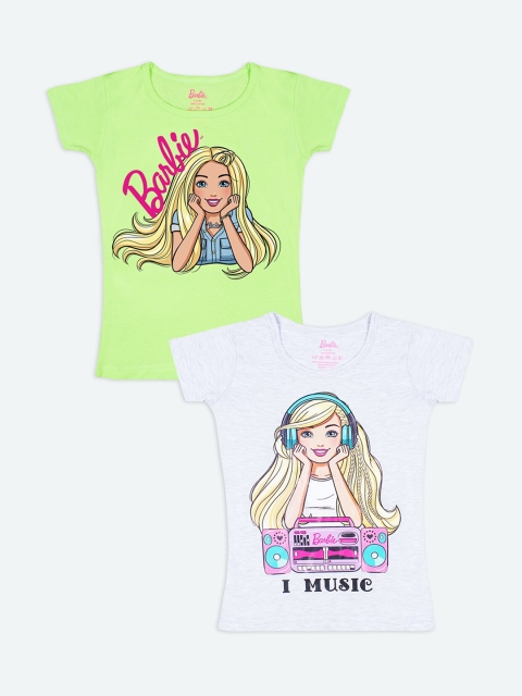

Barbie Girls Set of 2 Multicoloured Printed Pure Cotton T-shirts, Multi