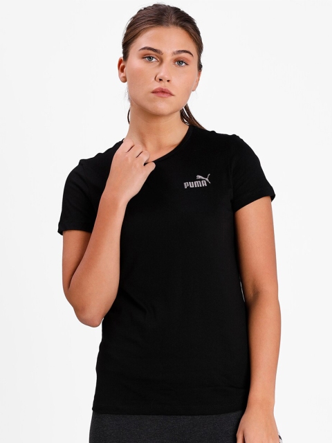 

Puma Women Black Brand Logo Training or Gym T-shirt