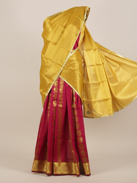 

Pothys Women Gold & Magenta Traditional Half Saree