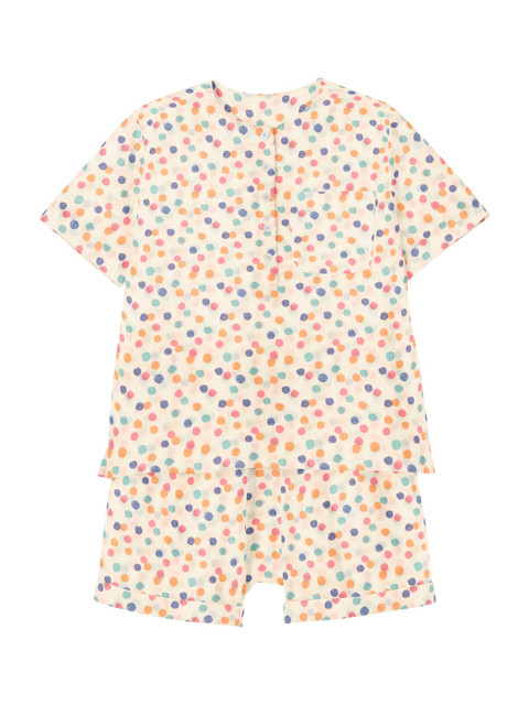 

THE BABY ATELIER Unisex Kids Cream-Coloured & Pink Printed Night suit