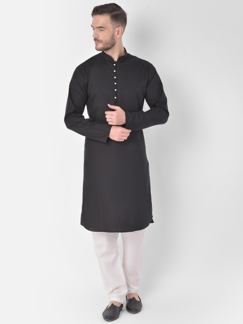 

SG LEMAN Men Black & White Pure Cotton Kurta with Churidar