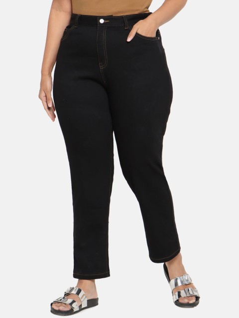 

The Pink Moon Women Black Straight Fit High-Rise Jeans