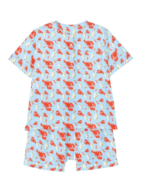 

THE BABY ATELIER Kids Blue & Red Printed Organic Cotton Night suit