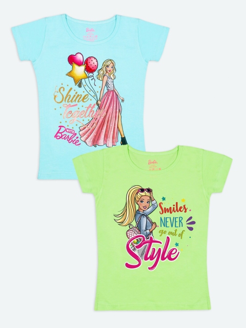 

Barbie Girls Blue & Green 2 Barbie Printed T-shirt