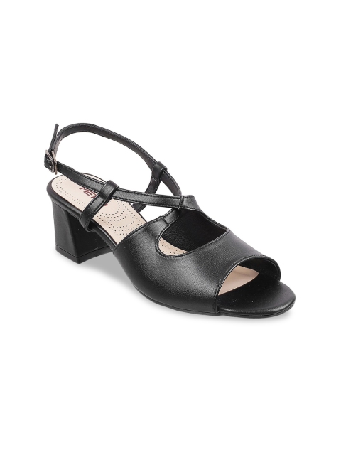 

Metro Black Block Peep Toes with Buckles