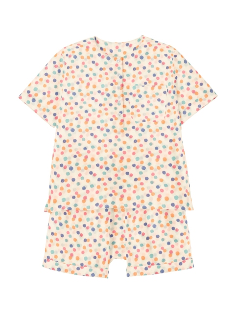 THE BABY ATELIER Unisex Kids Cream-Coloured & Pink Printed Night suit