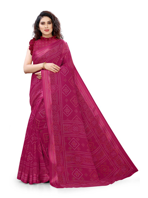 

KALINI Pink 7 Multicolor Bandhani Print Poly Cotton Saree