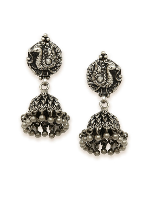 

Fabindia Silver-Toned Antique Jhumkas Earrings