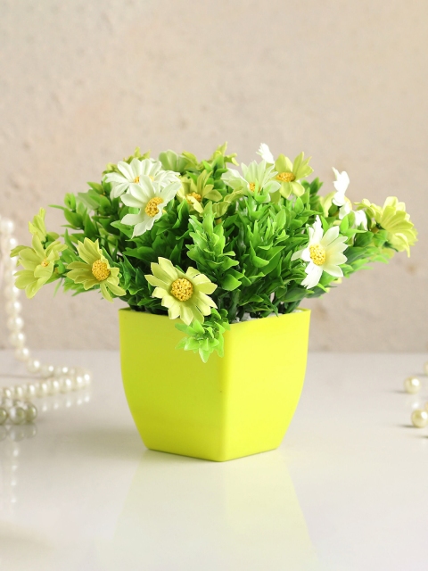 

Ferns N Petals Artificial Wild Green Daisies In Yellow Pot