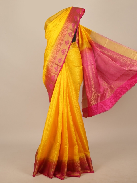 

Pothys Yellow & Pink Woven Design Zari Jute Silk Saree
