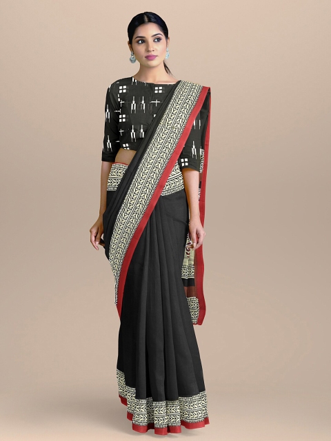 

BharatSthali Black & White Pure Cotton Block Print Saree