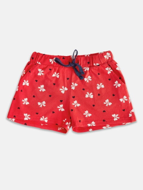 

Pantaloons Junior Girls Red & White Conversational Printed Mid-Rise Cotton Shorts