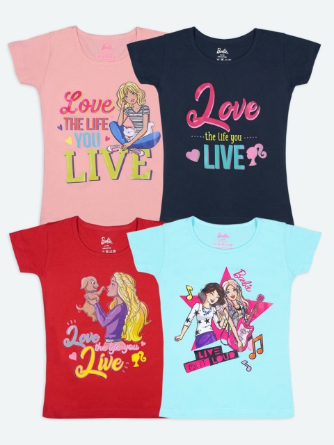 

Barbie Girls Typography Pack of 4 Printed T-shirts, Multi