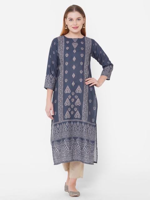 

TANKHI Women Blue Printed Kurta
