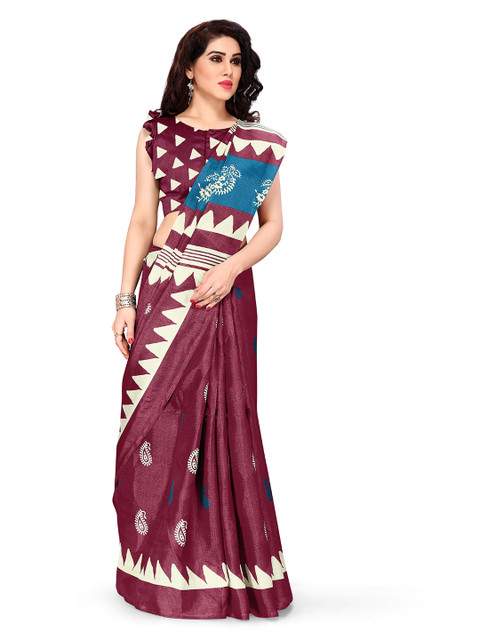 

KALINI Magenta & White Art Silk Saree