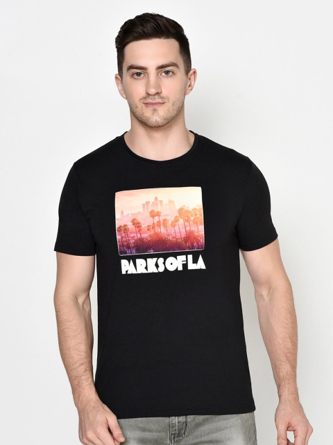 

ELEGANCE Men Black Graphic Printed Round Neck T-shirt
