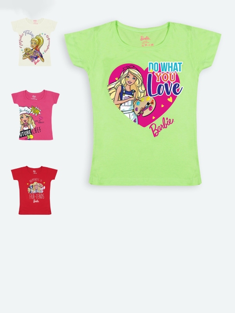 

Barbie Girls Cotton Set Of 4 Printed T-shirt, Multi
