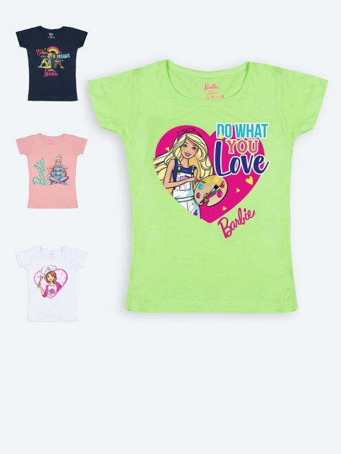 

Barbie Girls Multicoloured Pack of 4 Printed T-shirt, Multi